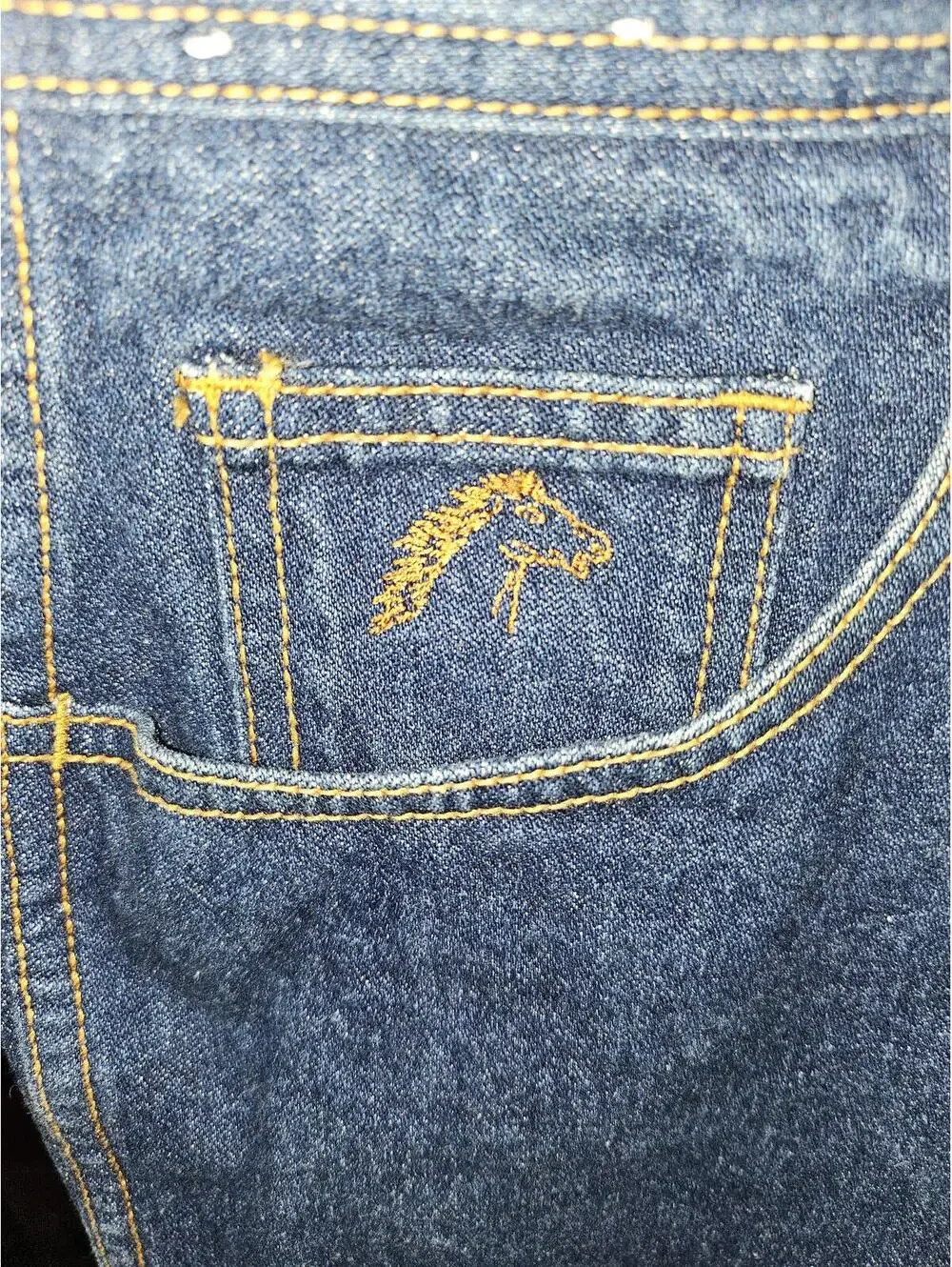 Jordache Jeans Mens 34W L - Blue Jeans Denim Horse Head Logo USA Vintage EUC